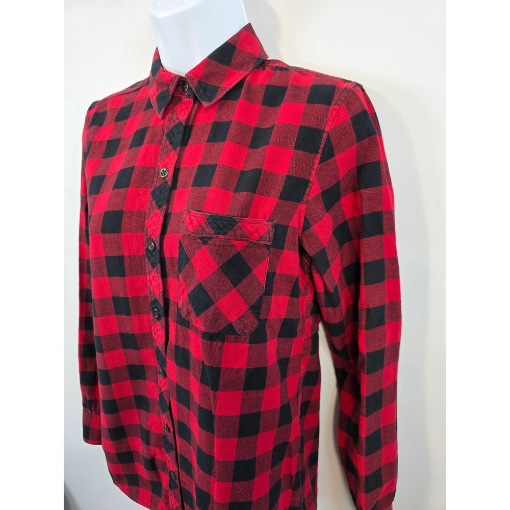 Eddie Bauer Women's XS Red Black Buffalo Plaid Flannel Shirt Long Sleeve /B60 - Picture 2 of 7